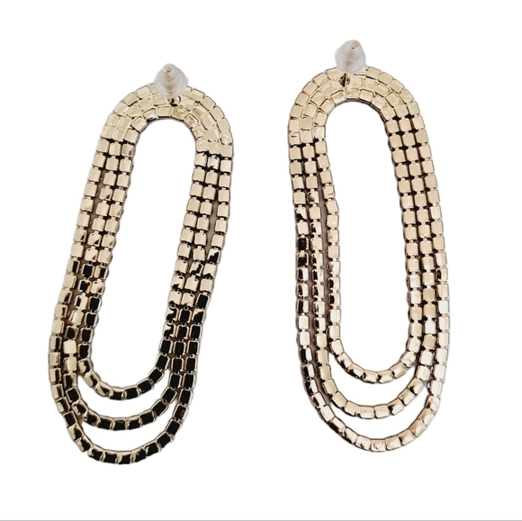 Gold Statement Earrings Chandelier rhinestone Formal long dangle sparkly 💖2/$30 - Picture 7 of 11